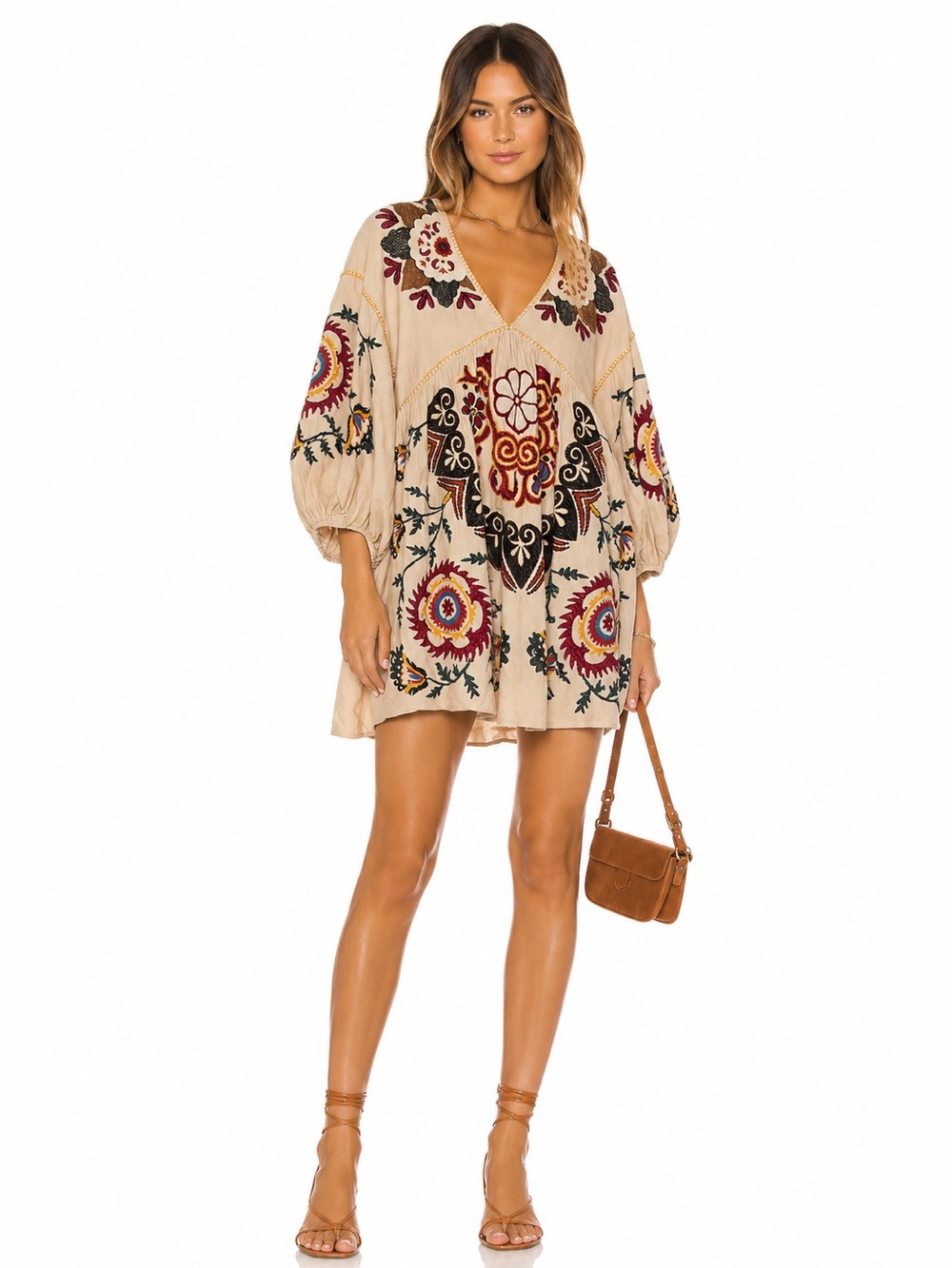 Zara Embroidered Boho Mini Dress bloggers favourite | Folk Floral Tunic m